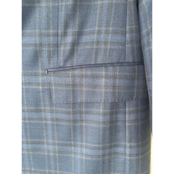 Ermenegildo Zegna Mens Blazer Size 56R/XXL Wool Lined Blue Black Plaid Looks New - Picture 5 of 15
